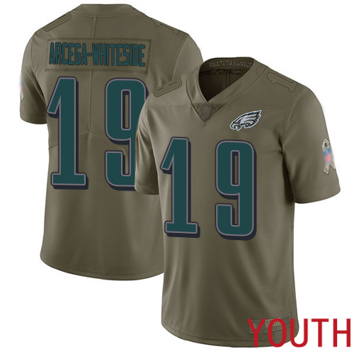 Youth Philadelphia Eagles #19 JJ Arcega-Whiteside Limited Olive 2017 Salute to Service Football NFL Jersey